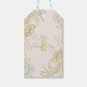 Elegante tropische botanische Blumenblätter Hochze Geschenkanhänger
