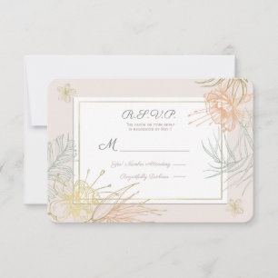 Elegante tropische Botanische Blumenhochzeit RSVP Karte