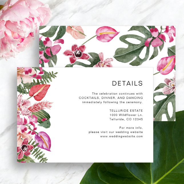 Elegante tropische Details Begleitkarte (Elegant Tropical Floral Details Enclosure Card by Painted Paperie
)