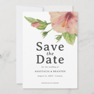 Elegante tropische Hibiskus-Hochzeit Save The Date