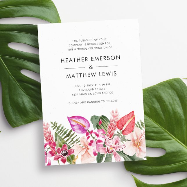 Elegante Tropische Hochzeit Einladung (Elegant Tropical Floral Wedding Invitation by Painted Paperie
)