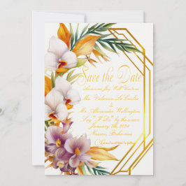 Elegante tropische Hochzeit in Urlaubsort Save the Einladung