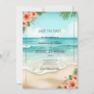 Elegante tropische Küsten-Hawaiianische Strandhoch Save The Date