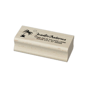 Elegante tropische Palme-Rücksendeadresse Gummistempel