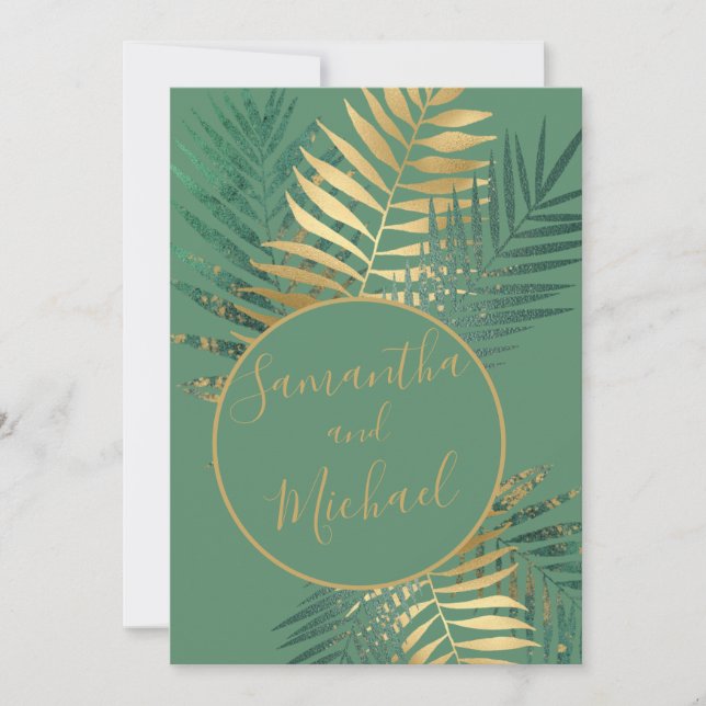 Elegante Tropische Pflanze Hochzeiten Einladung (Vorderseite)