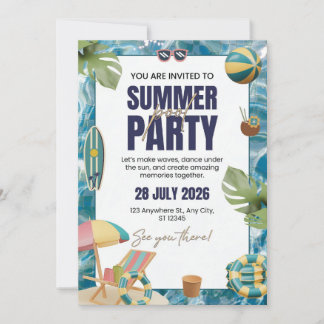 Elegante tropische Sommerparty-Einladungskarte Einladung