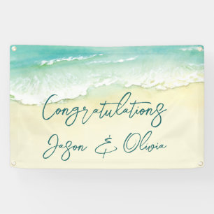 Elegante tropische Strandhochzeit - Herzlichen Glü Banner