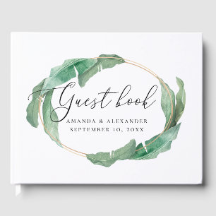 Elegante tropische Vegetation Hochzeit Gästebuch