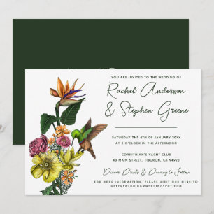 Elegante tropische Vegetation Sommer Hochzeit in Einladung