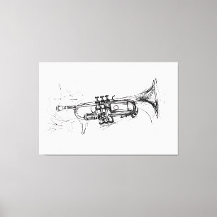 Elegante Trumpet Sketch - Leinwanddruck