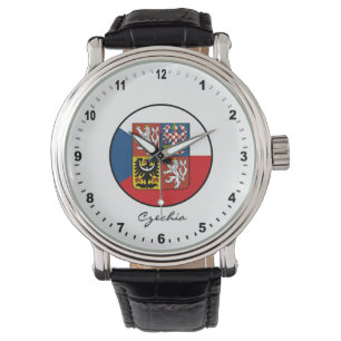 Elegante tschechische Flagge / Prag Armbanduhr