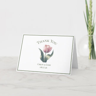 Elégante Tulip Flower Mariage Merci Cartes