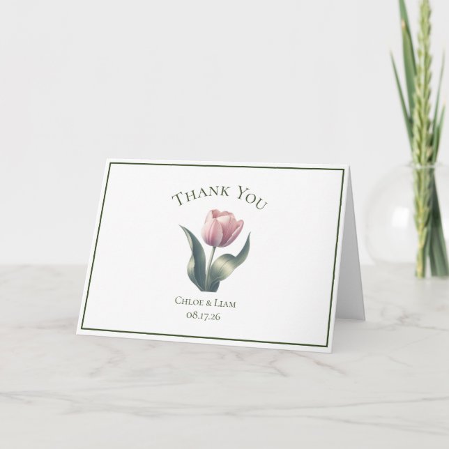 Elégante Tulip Flower Mariage Merci Cartes (Devant)