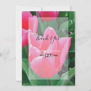 Élégante Tulipes rose Carte de remerciements Maria