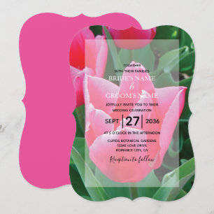 Élégante Tulipes Roses Invitations de mariage