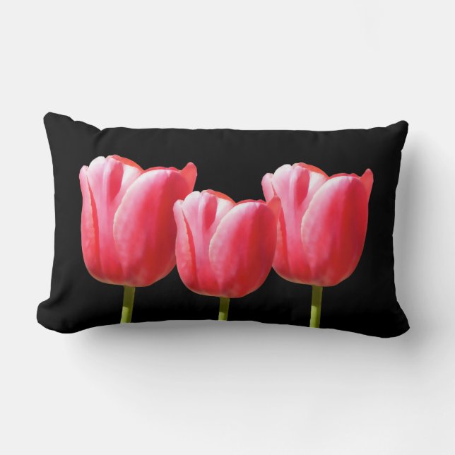 Elegante Tulpe-Trio-Malerei Lendenkissen (Vorderseite)