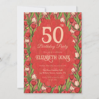 Elegante Tulpen-Blumen-Frühlings-Geburtstag Einladung
