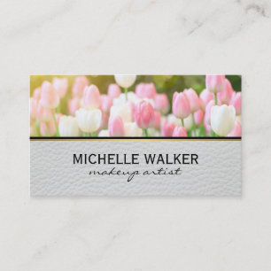 Elegante Tulpenblume Florist Leder Visitenkarte