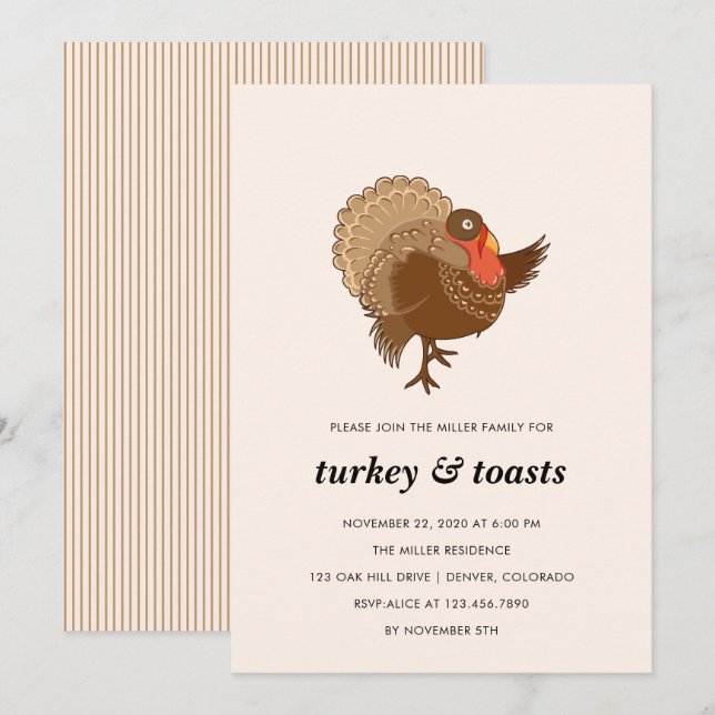Elegante Türkei Erntedank Party Einladung (Vorne/Hinten)