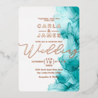 elegante Türkis Blue Alcohol Tinte Gold Hochzeit F