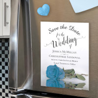 Elegante Türkis Blue Rose Speichern Sie das Datums
