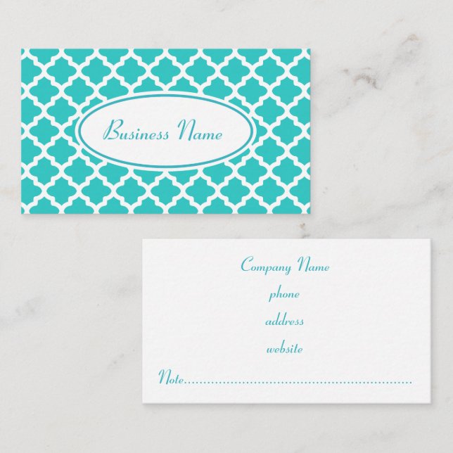 Elegante Türkis Business Card Visitenkarte (Vorne/Hinten)