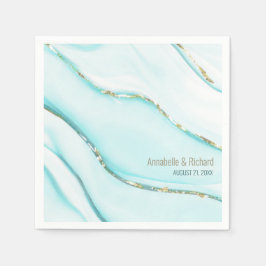 Elegante Türkis Gold Agate Wedding Serviette