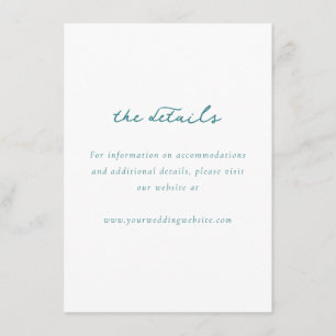 Elegante Türkis-Minimalismus-Hochzeits-Detailkarte Begleitkarte