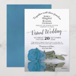 Elegante Türkis oder Sky Blue Rose Virtual Wedding Einladung