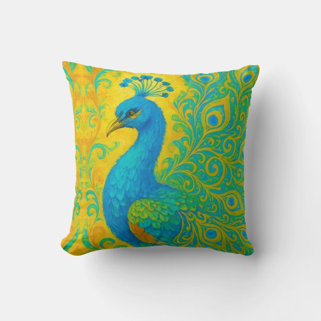 Elegante Türkis Peacock Dekorativ Kissen (Vorderseite)