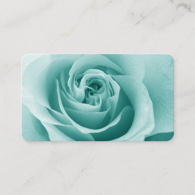 Elegante Türkis Rose Business Card Visitenkarte (Vorderseite)