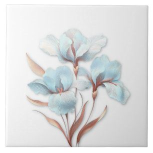 Elegante Türkis-Roségold stilisierte Lilien Fliese