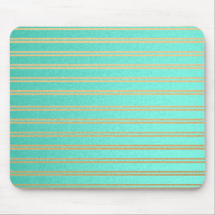Elegante Türkis-und Goldschimmer-Streifen Mousepad
