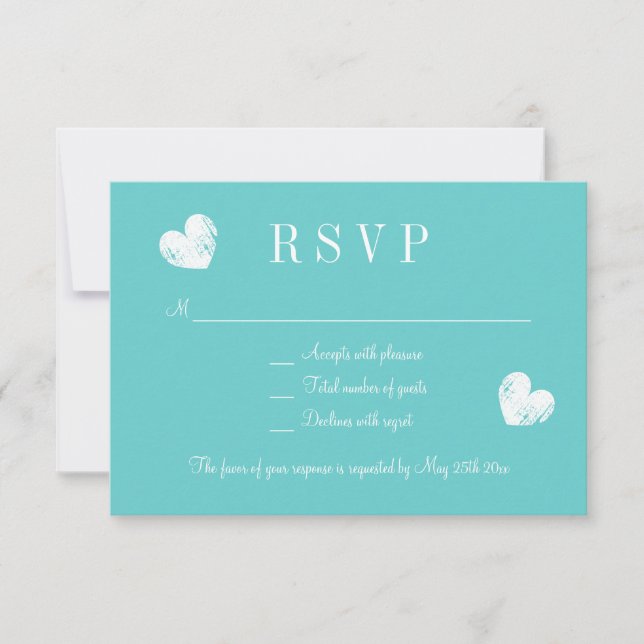 Elegante türkisblaue Hochzeitskarten für die UAWG RSVP Karte (Vorderseite)