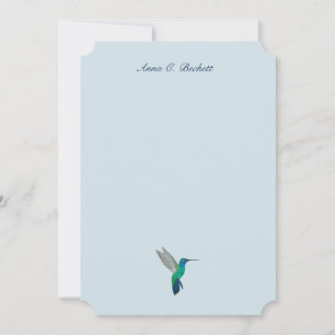 Elegante Türkisblaue Kolibri-Notizkarte Mitteilungskarte