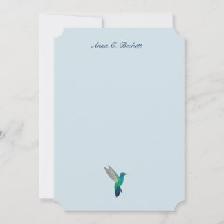 Elegante Türkisblaue Kolibri-Notizkarte Mitteilungskarte