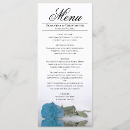 Elegante türkisblaue Rose Reflektionen Hochzeit Menükarte
