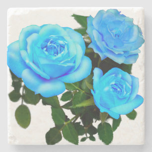 Elegante Türkisblaue Rosen Blaue Blüten Blaue Blum Steinuntersetzer