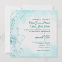 Elegante türkisfarbene Aquarell-Blumen-Hochzeitsei