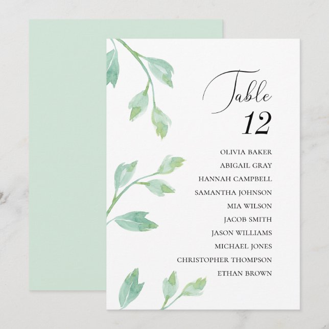 Elegante türkisfarbene Blätter.Hochzeitskarten Einladung (Vorne/Hinten)