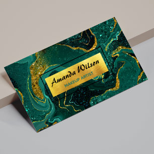 Elegante türkisfarbene Marmorkunst Imitate Gold Gl Magnetische Visitenkarte