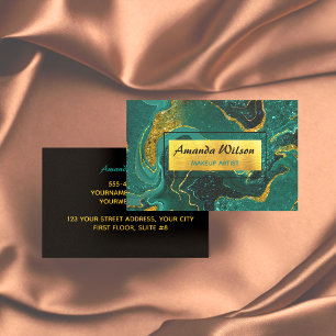 Elegante türkisfarbene Marmorkunst Imitate Gold Gl Visitenkarte
