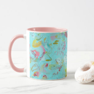 Elegante türkisfarbene Oase Abstrakt mit Rosa Tasse