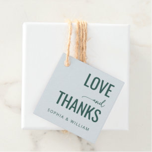 Elegante Türkisfarbene Typografische Liebe Danke Geschenkanhänger