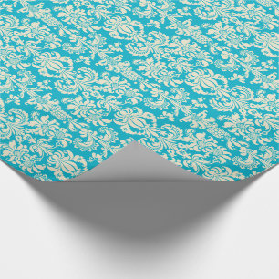 Elegante türkisfarbene und cremefarbene florale Da Geschenkpapier