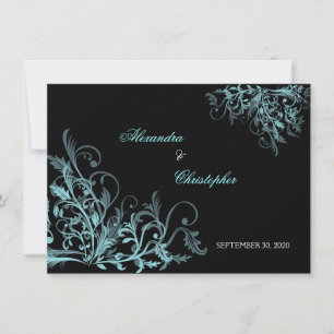 Elegante türkisfarbene Wirbel Save the Date Ankünd Einladung