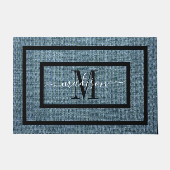 Elegante Türmatte mit schwarz-weißem Namen (Vorderseite)