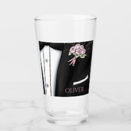 Elegante Tuxedo-Illustration des Bräutigams Glas