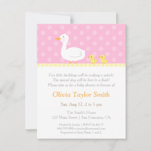 Elégante Twin Girls Baby Shower Invitations