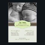 Elegante Twins Geburtsankündigung: Lime Green Ankündigung<br><div class="desc">Das BabyShoppe ist auf das Baby-Baby spezialisiert,  sodass Sie sich auch für diese... </div>